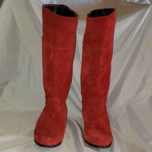 Vintage 80s Red Saks Fifth Ave Suede Pirate Boots